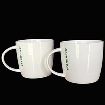 2 Starbucks 2015 Plain White Logo Ceramic 14 oz Coffee Mugs Cups Excellent - £12.53 GBP