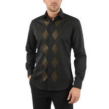 Men CEREMONIA Turkey Shirt 100% Cotton Fancy Rhine Stones #Rio 15 Black Slim Fit image 3