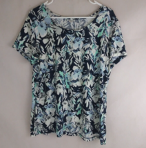 Croft &amp; Barrow Women&#39;s Silky Smooth Floral Cap Sleeve Blouse Size Large - £10.07 GBP