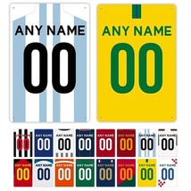 Personalized Football Team Jersey Tin Sign Custom Name Number Soccer Met... - $14.84+