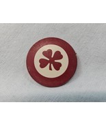 Vintage Olympic Harris Four Leaf Clover Red White Poker Chip - $2.95