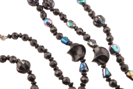 Iridescent and Black Bead Necklace 54 Inches Long Veristle Looks - £7.54 GBP