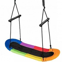 Saucer Tree Swing Surf Kids Outdoor Adjustable Oval Platform Set with Handle-Co - £61.22 GBP