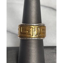 925 Sterling Silver And Brass Greek Key Spinner Band Ring Size 7 Sky - $47.52