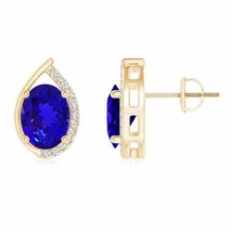 Natural Tanzanite Oval Stud Earrings for Women in 14K Gold (Grade-AAAA , 8x6MM) - £1,995.55 GBP