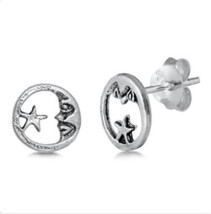 Moon star sterling silver studs - $14.00