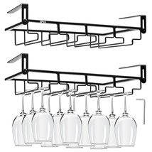 2Pcs Adjustable Wine Glass Rack Under Cabinet, Punch-Free 4 Rows Stemwar... - £43.34 GBP