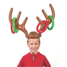 Christmas Game Inflatable Reindeer Antler Hat Ring Toss Christmas Gift - $15.35+