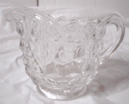 Vintage Elegant Glass FOSTORIA American Cube Pattern Creamer 3&quot; Tri Mold - £9.88 GBP