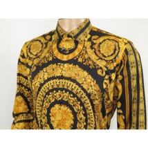 Men's AVM Crystal Shirt Medallion Medusa Cotton Turkey Slim Fit 9628-01 Gold image 9