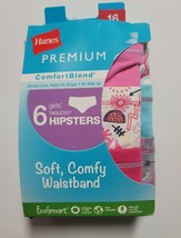 HANES PREMIUM COMFORTBLEND SIZE 16 GIRLS HIPSTERS, 6 COUNT, NIP - £7.29 GBP