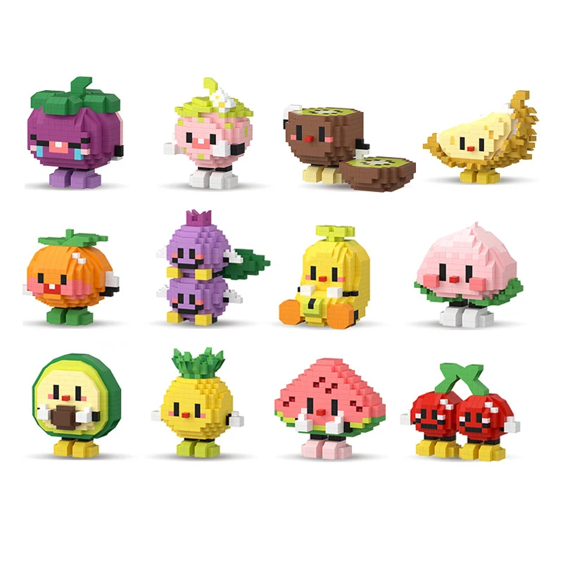 Fashion Cartoon Fruits Mini Assembly Bricks Funny Pineapple Banana Orange Cherry - £5.73 GBP+