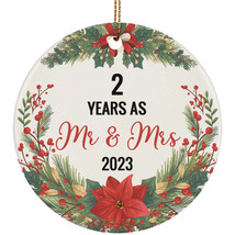 2nd Wedding Anniversary Ornament 2 Years As Mr And Mrs Christmas Gift Decor - £11.65 GBP