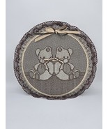 Vintage Teddy Bear Stretched Embroidery Hoop Wall Hanging 14&quot; - $18.88