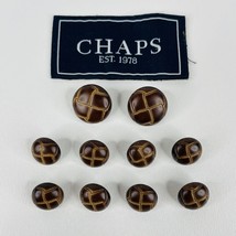 10 Chaps BROWN PLASTIC Leather Wrap Knot Look Replacement Jacket Buttons RL - £11.01 GBP