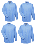 4 Pack Ultra Club Men's Long Sleeve Button Down Dress Shirt Blue Mini Check - $19.99