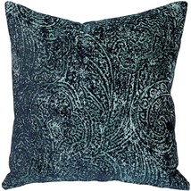 Visconti Teal Blue Chenille Throw Pillow 17x17, with Polyfill Insert - £48.07 GBP