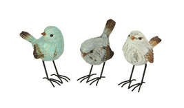Set of 3 Rustic Weathered Finish Resin and Metal Songbird Figurines - £27.18 GBP