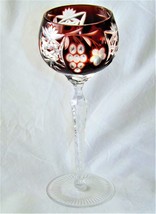 20th century Cranberry Marsala Hock Cut to Clear Crystal Wine Glass Ajka... - $144.95