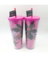 2 Starbucks 2021 Winter Holiday Color Change Venti Cold Cup Pink Berries - £54.81 GBP