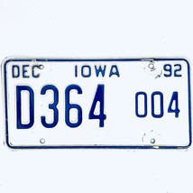 1992 United States Iowa Base Dealer License Plate D364 004 - £14.68 GBP