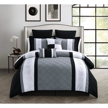 Chic Home 8-Piece Embroidery Comforter Set, Queen, Livingston Black - £100.71 GBP