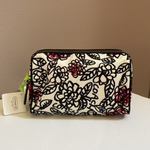 New Coach Graffiti Cosmetic Bag White Sateen Red Roses Large  Zip F44993 M3 - $89.09