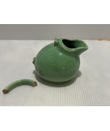 VINTAGE MINIATURE FARM GREEN POTTERY BALL PITCHER CRE - $10.66 CAD