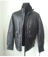 Michael Kors Men Size M Leather Black Bomber Jacket NWT (22x26x25) - £231.89 GBP
