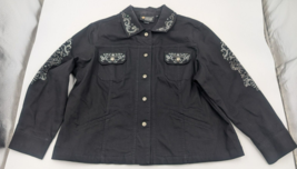 Christine Alexander Crystal Embellished Black Denim Jacket Women’s Size 1 X VTG - $78.40