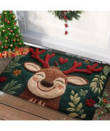 Christmas Door Mat Santa &amp; Gingerbread Indoor Outdoor Rug Merry Xmas Decor - $18.99