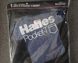 VTG 1986 HANES Original Package Crew Neck Pocket T Shirt Size M Dark Blu... - $16.79