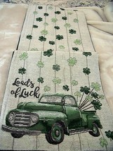 New Irish St Patricks Day Shamrock Tapestry Table Runner 13&quot; X 72&quot; Green Truck - £19.68 GBP