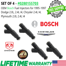 OEM Bosch x4 Fuel Injectors for 1995-1997 Dodge Chrysler Plymouth I4 #0280155703 - $84.64