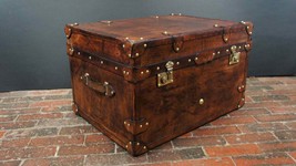 English Bridle Leather Tan Coffee Table Trunk - £966.98 GBP