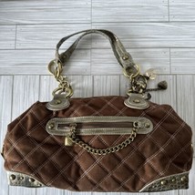 Kathy Van Zeeland Faux FurLeather Croc Brown Shoulder Bag Quilted Suede ... - £21.75 GBP