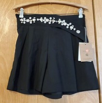 Shang Pin Black Skirt Shorts Skort Jeweled Waist Side Zipper Size Small NWT - $9.99