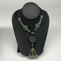 60.8g, 1mm-28mm, 21&quot; Natural Untreated Green Serpentine Beaded Necklace, P236 - £10.23 GBP