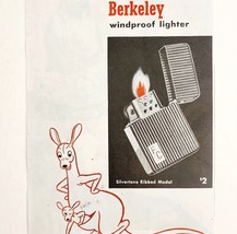 1947 Berkeley Windproof Lighter Advertisement Vintage Smoking Kangaroo D... - $19.99
