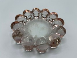 Vintage Glass Pink Purple Candlewick Ashtray Candy Dish Candle Boopie Beaded 5&quot; - £27.94 GBP