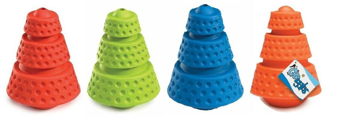 Satellite Cone Dog Toys Tough Hollow Rubber Treat Dispensing Bouncer Colors Vary
