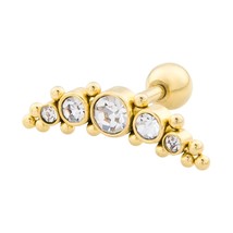 Gold Plated Stainless Steel Tragus with Ball Crystals - £10.30 GBP