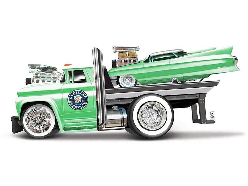 1966 Chevrolet C60 Flatbed Truck Green Metallic with White Top "Cadillac Servic - $24.44