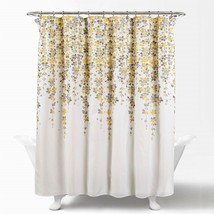 72-inch Off-White Beige Cream Yellow Grey Floral Vines Flowers Shower Curtain - £86.98 GBP