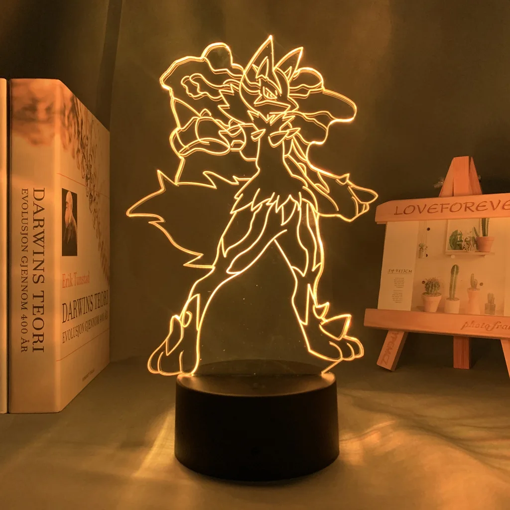 Lucario Pokemon Anime Figures 3D Led Night Light Model Toys Children Bed Room - £15.24 GBP