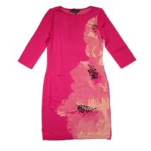NWT Ming Wang Floral Knit Sheath in Begonia Pink Intarsia Knit Dress XS - $92.00