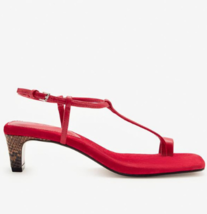 ZARA BNWT 2025. RED LEATHER SPLIT SUEDE LIMITED EDITION SANDALS. 4305/51... - $239.09