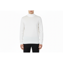 Men's Sweater Knit By BRANGO Turkey Mock Neck Cotton Blend 21050 White image 11