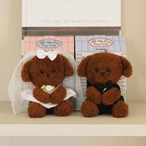 DailyLike Korean Wedding Couple Dog Plush Keyring Keychain Set Bride and... - $44.90