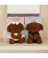 DailyLike Korean Wedding Couple Dog Plush Keyring Keychain Set Bride and... - $847.30 MXN